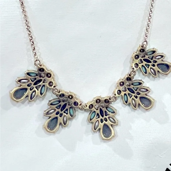 J. Crew AURORA BOREALIS RHEINSTONES  Flowers Gold Tone Statement Necklace - Picture 6 of 6